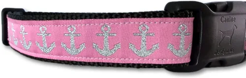 Vista 8 de Collar de perro mediano de 13-19 pulgadas ancla náutica azul rojo collar ajustable hecho a mano USA