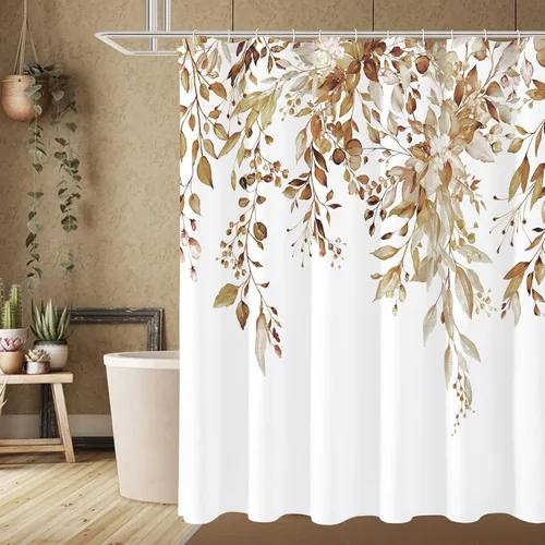 Vista 16 de Gibelle - Cortina de ducha para ducha pequeña 36 x 72, cortina de ducha estrecha con flores blancas y negras, juego de cortina de ducha de tela
