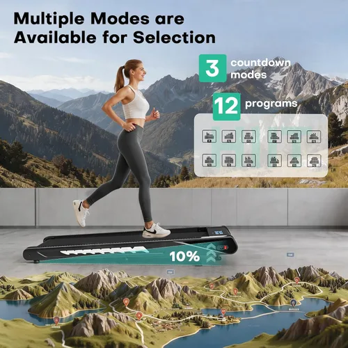 Vista 5 de 4-in-1 Walking Pad Treadmill with Speaker, 6.2MPH Walking Pad with 10% Incline, Under Desk Treadmills for Home with App Compatible, 2.75HP Brushless