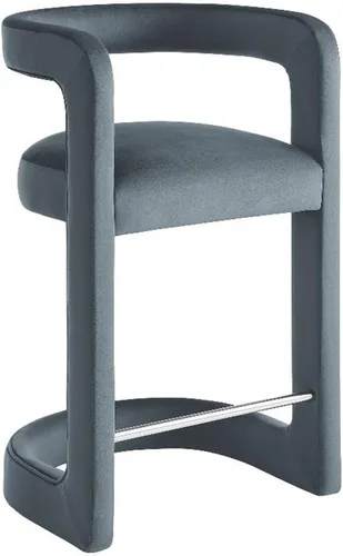 Vista 11 de Modway Winslow Performance - Taburete de terciopelo con reposapiés de acero inoxidable en alabastro