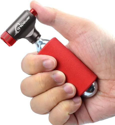 Vista 6 de CO2 Bike Tire Inflator – Quick Push-Button Release, Fits Presta & Schrader Valves, CO2 Bike Pump or 5X 16g Threaded CO2 Cartridges