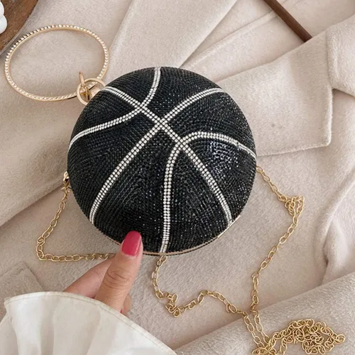 Vista 7 de ValiCLUD - Bolso de noche para mujer, redondo, con forma de baloncesto
