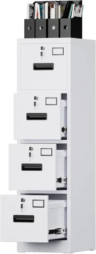 Vista 7 de Archivador de metal de 3 cajones con ruedas, archivador rodante debajo del escritorio para tamaño A4/carta/legal, archivador móvil con cerradura