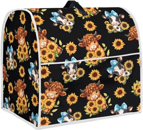 Vista 16 de UNICEU Protector de cubierta de batidora de soporte de cocina con estampado retro de mariposa de girasol, con mango superior, cubierta de polvo