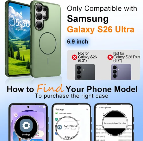 Vista 360 de Jshru Funda para Samsung Galaxy S26 Plus/Galaxy S25 Plus: para Galaxy S24 Plus [compatible con Magsafe] [2 protectores de pantalla HD] cubierta