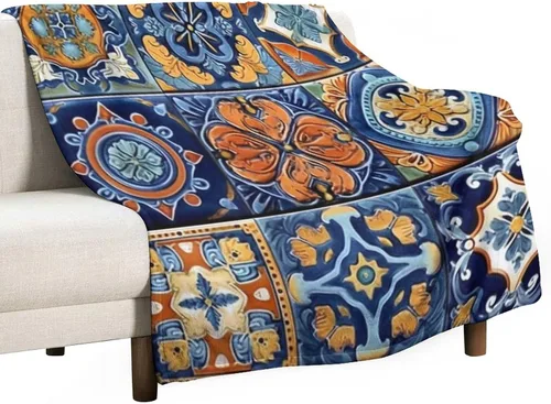 Vista 8 de Manta bohemia mexicana retro a rayas multicolor, manta bohemia étnica cálida de 30 x 40 pulgadas, suave manta de felpa mullida y acogedora manta