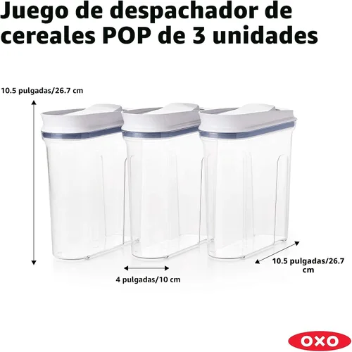 Vista 5 de OXO Good Grips Juego de dispensadores de cereales POP de 3 piezas