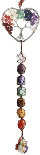 Vista 3 de Árbol de la vida, 7 piedras de chakras, atrapasueños, cristales curativos, regalos de Feng Shui, decoración de habitación de brujas para mujeres