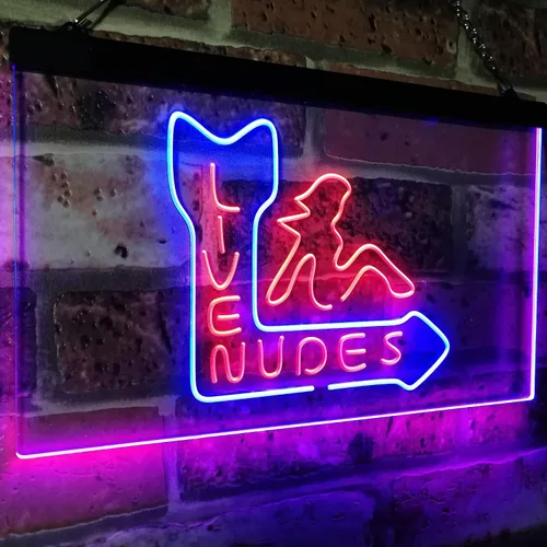 Vista 2 de ADVPRO Live Nude Girls Bar Beer Pub Club Décor Letrero de neón LED de doble color, azul y rojo, 12 x 8.5 pulgadas st6s32-i2042-br