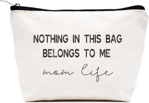 Vista 28 de LIBIHUA Bolsa de maquillaje para mujer, bolsa de cosméticos regalos para ella, bolsa de viaje femenina, Beige, 1 en mi era de Lacrosse Mom