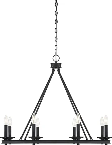 Vista 11 de Savoy House 1-307-6-89 Middleton - Lámpara de araña circular industrial con forma de anillo de 6 luces color negro mate moderno y rústico