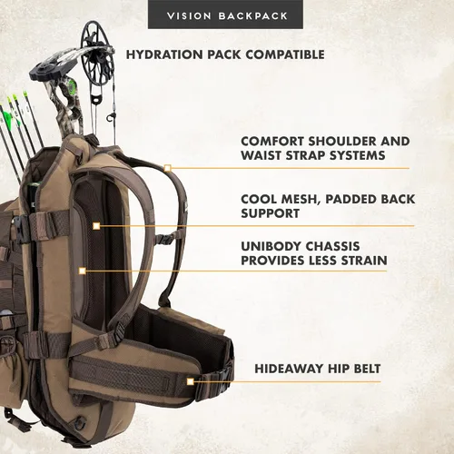 Vista 7 de Insights Hunting de frogg toggs - El Vision Bow Pack, Mochila de Camuflaje, Elementos Sólidos Marrón Solid Elements Marrón