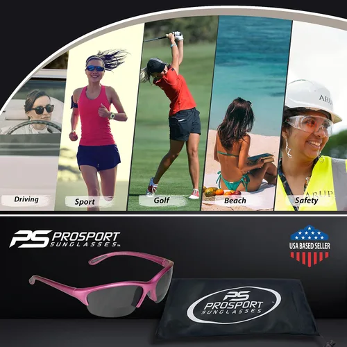 Vista 5 de proSPORT Lector bifocal de seguridad para lentes de sol para hombres y mujeres ANSI Z871 lentes transparentes color marrón ahumado Marcos rosa