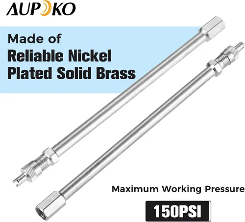 Vista 5 de Aupoko Extensores de vástago de válvula doble de 6 pulgadas, resistente, incluye herramienta de extracción de núcleo de válvula, extensiones
