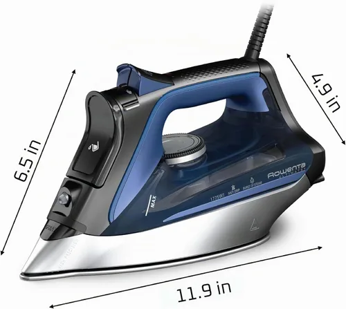 Vista 6 de Rowenta DW8350 Ultimate Plus - Plancha de vapor de 1775 vatios, placa vertical de 430 agujeros, apagado automático, negro y azul, 12 x 6