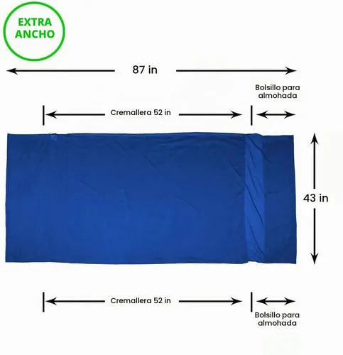 Vista 3 de Browint Sábana de viaje de seda/algodón con cremalleras dobles, saco de dormir extra ancho de 87 x 43 pulgadas para hoteles, forro de saco de dormir