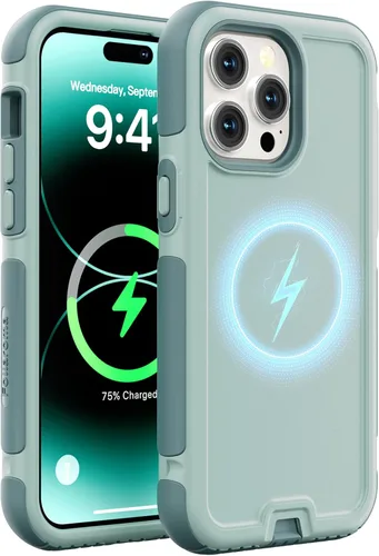 Vista 10 de Follaroma Funda para iPhone 14, compatible con MagSafe, resistente a prueba de golpes, protección anticaídas, cubierta magnética de doble capa