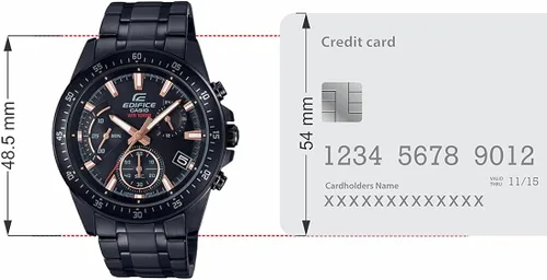 Vista 3 de Casio Edifice EFV-540DC-1BVUDF - Reloj analógico de cuarzo negro de acero inoxidable para hombre, Negro, Casual