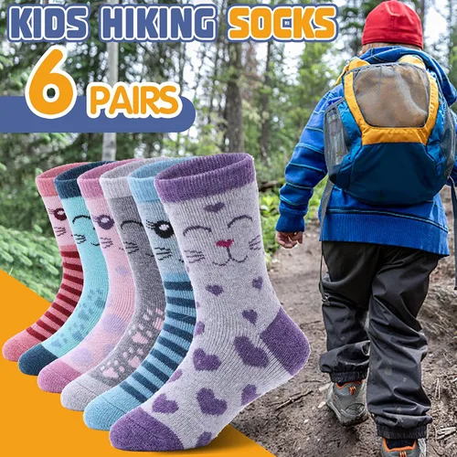 Vista 20 de ANTSANG Calcetines de Lana, Calcetines Térmicos Cálidos y Gruesos Tipo Crew Boot para Niños Pequeños, Niños y Niñas, 6 Pares
