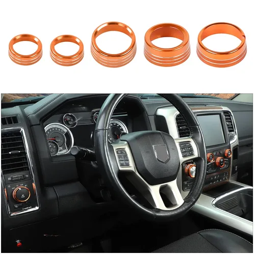 Vista 7 de Voodonala para Dodge RAM Cubierta de perilla del interruptor de aire acondicionado y radio de aluminio para la consola central para Dodge RAM Negro