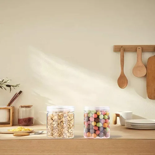 Vista 5 de Paquete de 20 frascos redondos de plástico de 4 oz/120ml con tapas, recipientes vacíos transparentes para slime, recipientes de almacenamiento