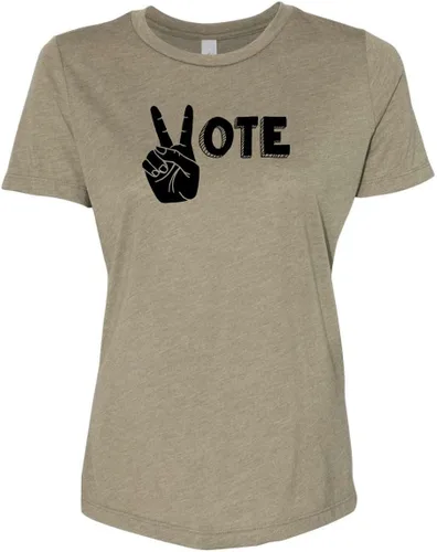 Vista 20 de Cute Women's Screen Printed Crew Neck Tee, Shirts With Sayings, Dusty Blue or Olive