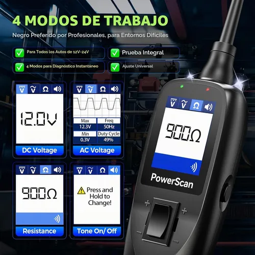 Vista 5 de Autel PowerScan PS100, probador de sonda de circuito de potencia automotriz