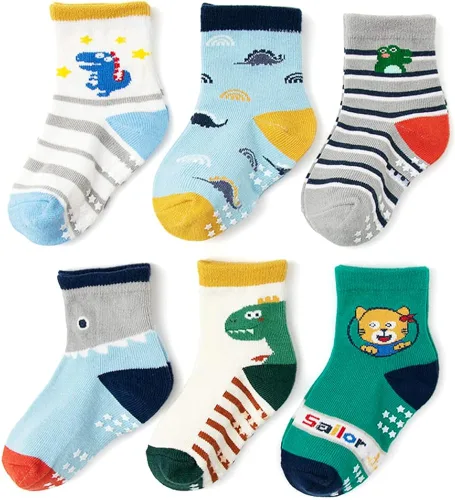 Vista 6 de Calcetines antideslizantes para bebé con agarres para niños y niñas