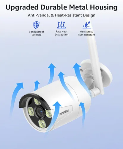 Vista 7 de ANNKE Paquete de 2 cámaras de seguridad para exteriores Wi-Fi complementarias 2K, cámaras IP de vigilancia inalámbricas de 3MP con detección humana