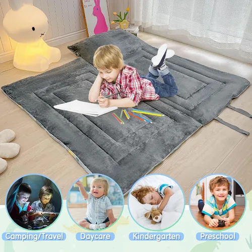 Vista 7 de Sacos de dormir para niños y niñas, saco de dormir espacial con estrellas que brillan en la oscuridad, tapete para siesta súper suave para fiestas