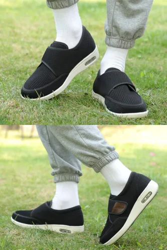 Vista 7 de Grigobu Zapatos diabéticos para hombre para hombre casual con velcro ajustable, zapatos anchos y ligeros para pies hinchados de ancianos