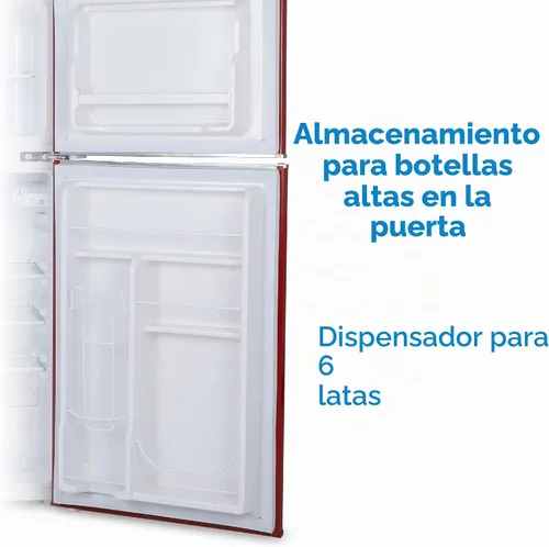 Vista 6 de Commercial Cool Refrigerador de 4.5 pies cúbicos con congelador, estilo Rojo