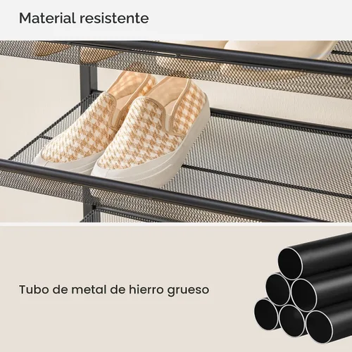 Vista 6 de Nunsino Zapatero, organizador de zapatos de metal grande, capacidad máxima para 50 pares, estante de almacenamiento de zapatos de 8 niveles