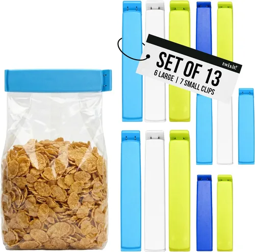 Vista 11 de Linden Sweden Twixit - Clips para bolsas – Mantén los alimentos frescos, evita derrames – Sella fácilmente bolsas congeladas con fecha – Clips