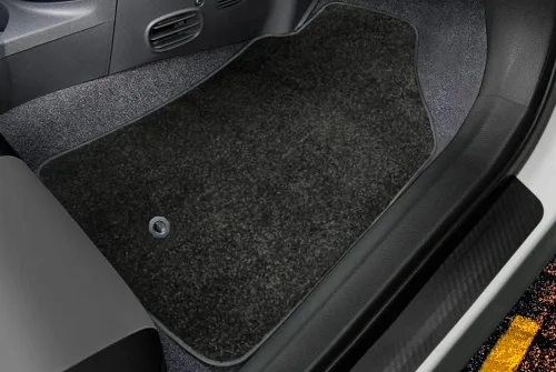 Vista 3 de CarsCover Alfombrillas delanteras y traseras para coche Fiat 500/500C 2012-2019 de ajuste personalizado, cojín pesado Ultramax negro asfalto