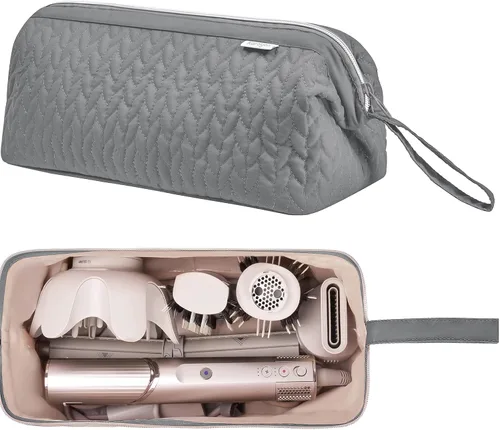 Vista 12 de KarSyon Shark Flex Style Funda para Dyson Airwrap cepillo secador de pelo Revlon herramientas para el cabello, bolsa de viaje, estuche de Beige