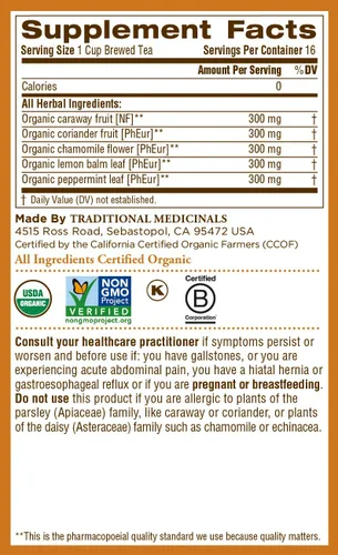 Vista 5 de Traditional Medicinals Té de hierbas de menta y manzanilla con alivio de gas orgánico, alivia los gases y la hinchazón (paquete de 1) – 16 bolsas