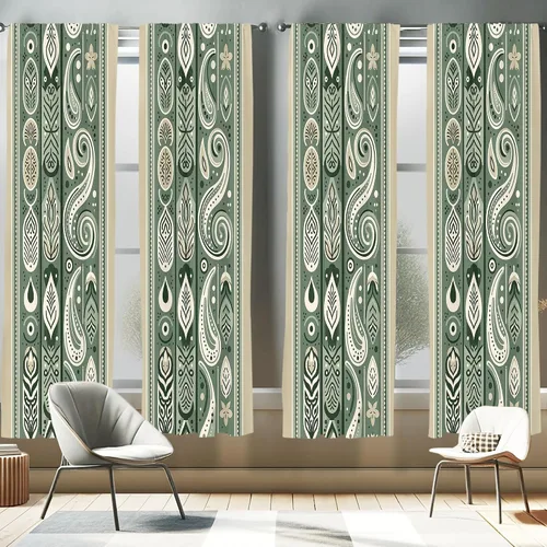 Vista 24 de Ambesonne - Paquete de cortinas de ventana de invierno de 2 unidades, cristales ornamentales de hielo con tiempo frío de enero abstracto, juego