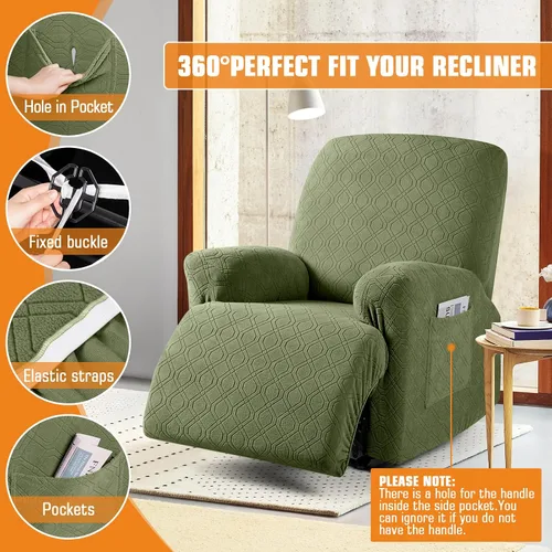 Vista 5 de VANSOFY Funda para silla reclinable, 3 piezas elásticas para silla reclinable, funda suave para silla reclinable, protector de muebles para perros