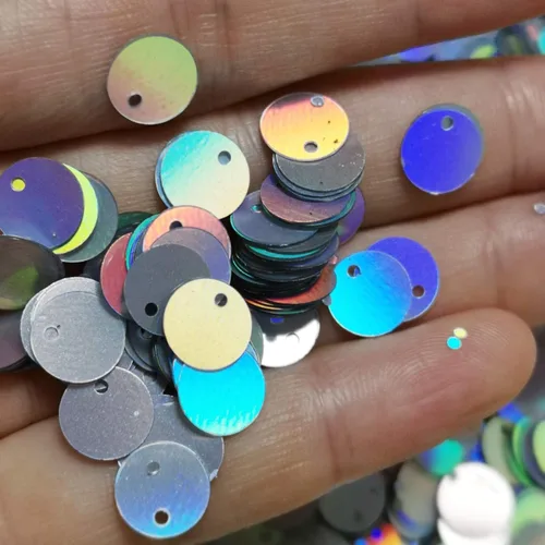 Vista 5 de Paillettes de lentejuelas sueltas holográficas plateadas para bordado, novia, apliques, artes, manualidades y adornos (0.236 pulgadas)