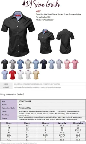 Vista 6 de A2Y Camisa básica duradera de manga corta con botones para mujer
