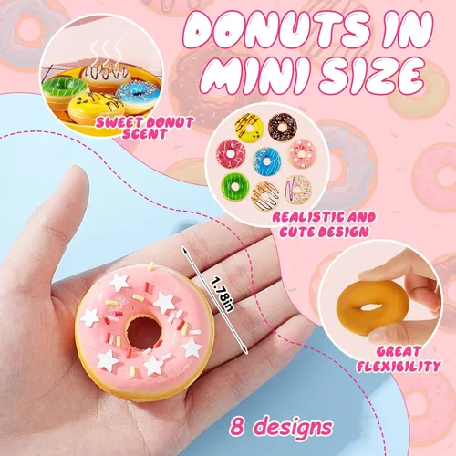 Vista 8 de Chalyna 8 donas de juguete pequeñas para fiestas de donas falsas, elegantes