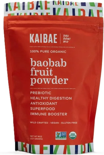 Vista 4 de Polvo de Baobab Orgánico Premium Súper Alimento con Fibra Prebiótica para la Salud del Intestino y Metabólica Vitamina C + Polifenoles Sin