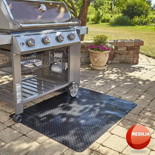 Vista 2 de RESILIA Alfombra para garaje, con patrón decorativo en relieve de placa de diamante, antimanchas, negra, 3 pies x 4 pies, fabricada en los Estados
