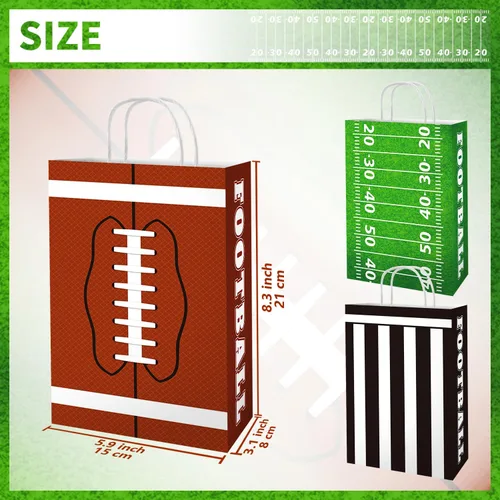 Vista 3 de JAROVOKUWO 24 bolsas de cartón perfectas para niños, regalo de fiesta de fútbol, regalo de cumpleaños, suministros de decoración de fiesta deportiva