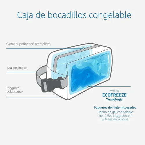 Vista 3 de PackIt Caja de aperitivos congelable, color negro, fabricada con tecnología EcoFreeze, plegable, reutilizable, cierre de cremallera con asa