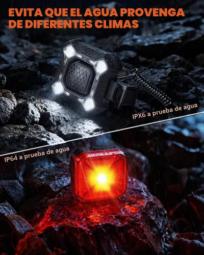 Vista 8 de WSDCAM Bocina de bicicleta de 140 dB con luz delantera y trasera, interruptor de control de campana de bicicleta 2 en 1, luz LED, recargable a
