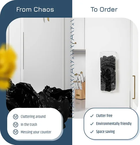 Vista 2 de Manterio Organizador de bolsas de plástico para montaje en pared, protector de bolsas de plástico duradero para comestibles, a prueba de manchas