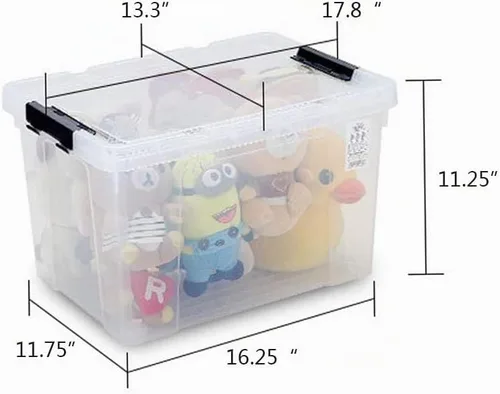 Vista 2 de Ggbin Bolsa de almacenamiento transparente de 34 cuartos de galón, contenedor de plástico con cierre negro, paquete de 4