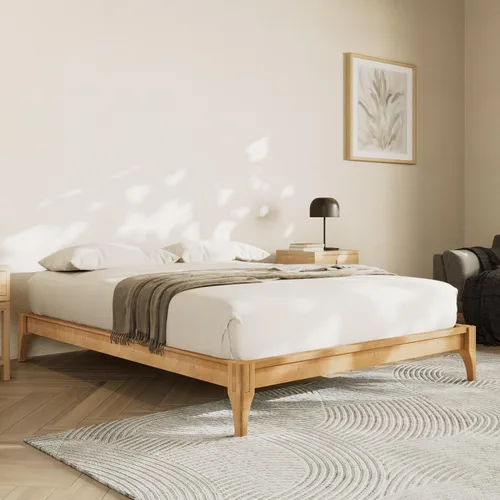 Vista 9 de Merax Marco de cama de madera maciza de bambú de mediados de siglo
